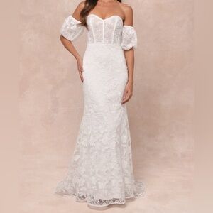 Elegant White Lace Off-Shoulder Dress